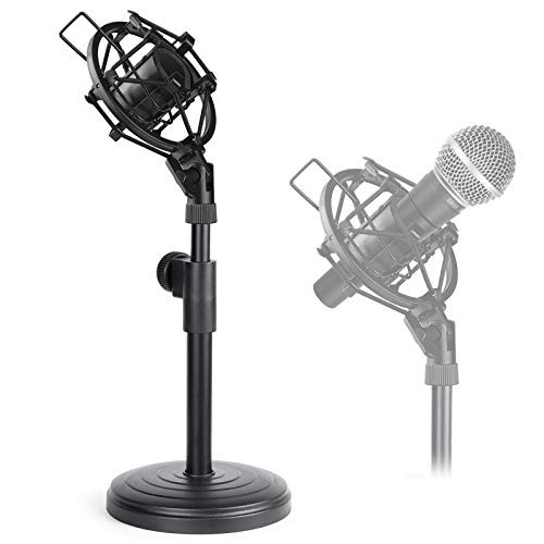 Desk Microphone Stand Adjustable Table Mic Stand with Shock Mount Holder for Shure SM58-LC SM57-LC Cardioid Dynamic Microphone by Avatar
