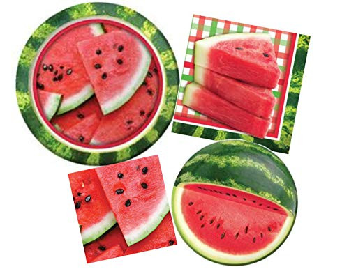 Slice of Summer Watermelon Party Supply Bundle for 16 Guests - Includes Plates and Napkins