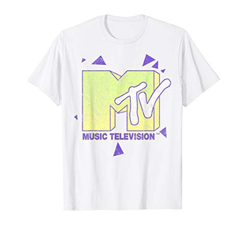 MTV Music Television Neon And Purple Logo T-Shirt