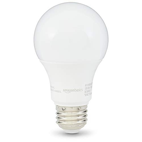 AmazonBasics 60W Equivalent, Soft White, Dimmable, 10,000 Hour Lifetime, A19 LED Light Bulb | 6-Pack
