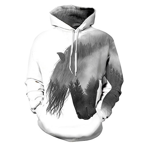 Unisex Realistic 3D Digital Print Pullover Hoodie Hooded Sweatshirt With Pocket -Large-X-Large Horse- Unisex Realistic 3D Digital Print Pullover Hoodie Hooded Sweatshirt With Pocket -Large-X-Large Horse-