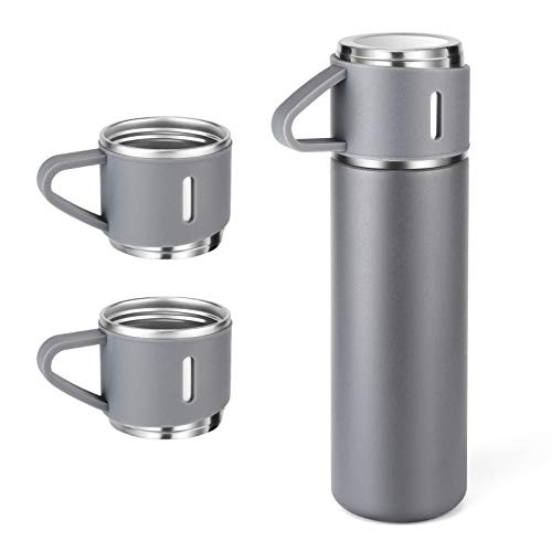 Stainless Steel Thermo 500ml-16.9oz Vacuum Insulated Bottle with Cup for Coffee Hot drink and Cold drink water flask.-GraySet-