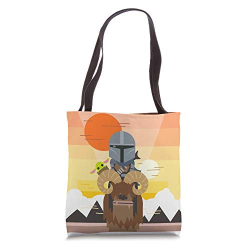 Star Wars The Mandalorian Mando and the Child Bantha Ride Tote Bag
