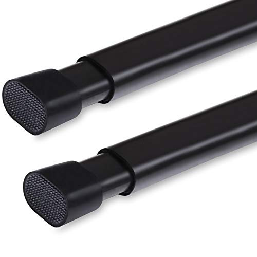 Turquoize Tension Rods Oval Spring Curtain Rod Adjustable Width Curtains Rods 2 Pack Spring Window Round 36 to 60 inches Tension Curtain Rod Black