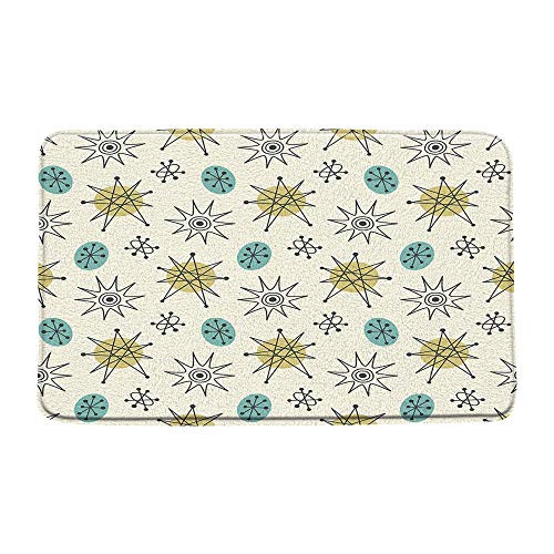 WZFashion Mid Century Bath MatVintage Iconic Atomic Starbursts Century Retro Space Boomerangs 1950S Abstract Geometric Bath Floor RugAbsorbent Doormat Bedroom Rug Kitchen Toilet19.7" x 31.5"