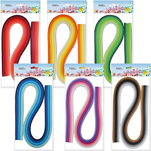 JUYA Paper Quilling Set 54cm Length Up to 42 Shade Colors 6 Pack(42 Colors,Width 7mm)