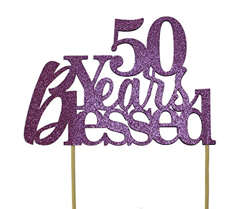 All About Details Purple 50-Years-Blessed Cake Topper
