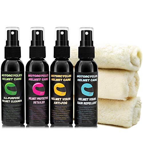 Croxin Motorcycle Helmet Visor Anti-Fog All Purpose Helmet Cleaner Visor Rainproof Coating Protective Detailer 4 Pack Complete Care Kit - 8.2oz.