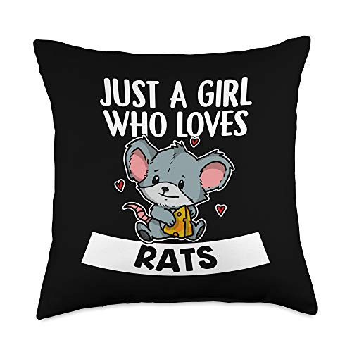 Cute Baby Rat Gift Idea for Girls and Women Just A Girl Who Loves Cute Mouse Rat Costume Throw Pillow 18x18 Multicolor Cute Baby Rat Gift Idea for Girls and Women Just A Girl Who Loves Cute Mouse Rat Costume Throw Pillow 18x18 Multicolor