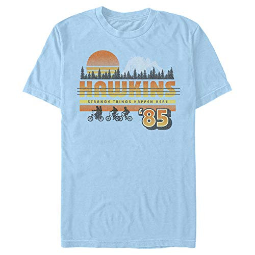 Stranger Things Men's Hawkins Strange Things 85 Retro T-Shirt Light Blue Large