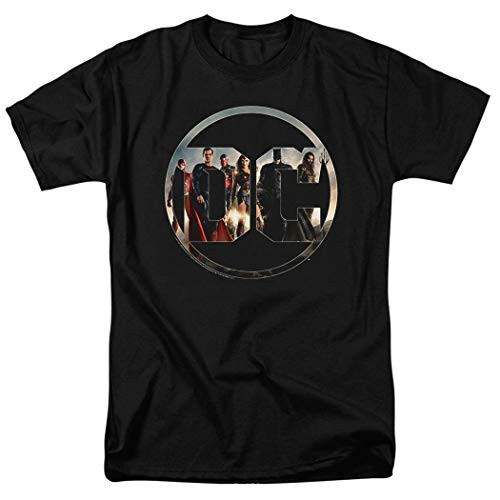 Justice League Movie DC Comics Logo T Shirt and Stickers -Large- Black Justice League Movie DC Comics Logo T Shirt and Stickers -Large- Black