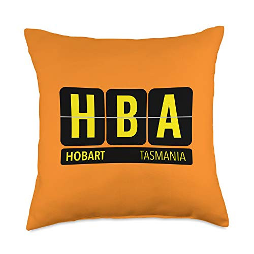 Airport Code Flip Board Tees HBA Hobart Tasmania AU Travel Souvenir Airport Code Throw Pillow 18x18 Multicolor