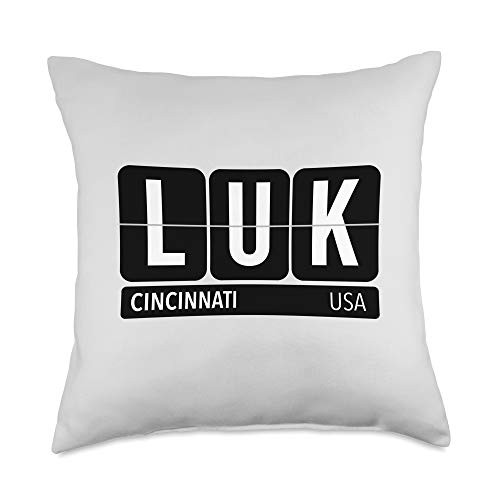 Airport Code Flip Board Tees LUK Cincinnati Ohio USA Travel Souvenir White Text Throw Pillow 18x18 Multicolor