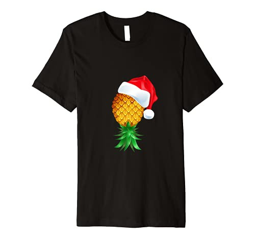 Santa Hat Swinger Upside Down Pineapple Premium T-Shirt