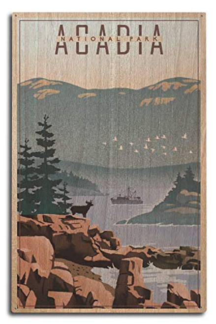 Lantern Press Acadia National Park Maine Lithograph -10x15 Wood Wall Sign Wall Decor Ready to Hang- Lantern Press Acadia National Park Maine Lithograph -10x15 Wood Wall Sign Wall Decor Ready to Hang-