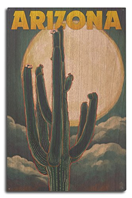 Lantern Press Arizona Cactus and Full Moon -10x15 Wood Wall Sign Wall Decor Ready to Hang- Lantern Press Arizona Cactus and Full Moon -10x15 Wood Wall Sign Wall Decor Ready to Hang-