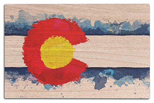 Lantern Press Colorado State Flag Watercolor Image Only -10x15 Wood Wall Sign Wall Decor Ready to Hang-