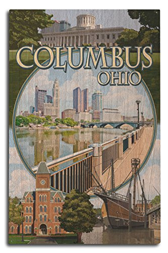 Lantern Press Columbus Ohio Montage Scenes -10x15 Wood Wall Sign Wall Decor Ready to Hang-