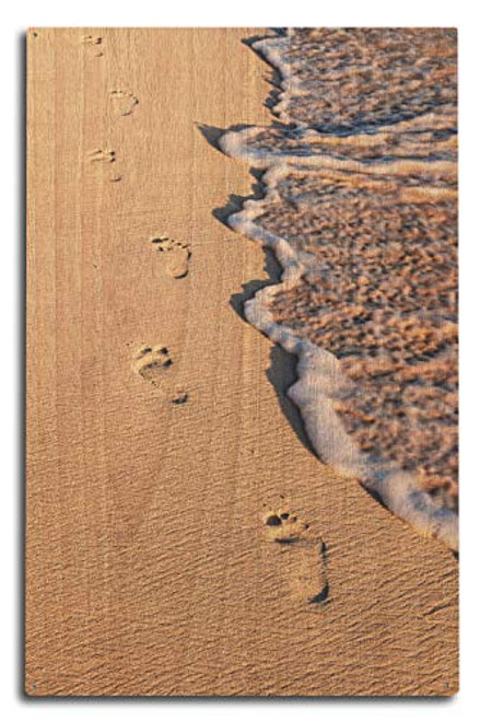Lantern Press Footprints in Sand -10x15 Wood Wall Sign Wall Decor Ready to Hang- Lantern Press Footprints in Sand -10x15 Wood Wall Sign Wall Decor Ready to Hang-