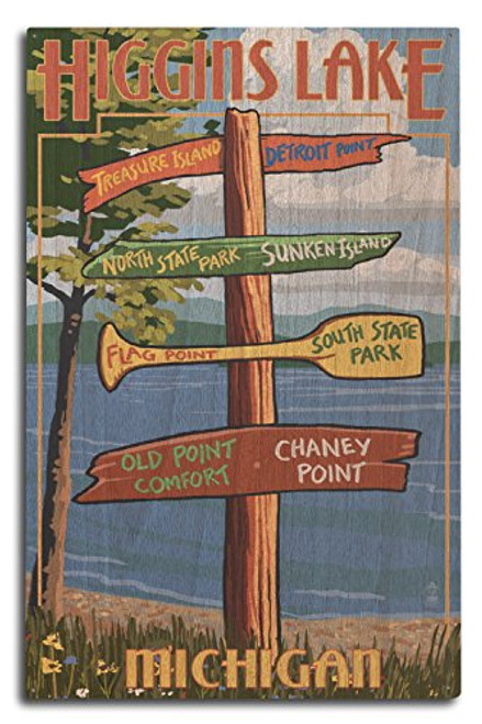 Lantern Press Higgins Lake Michigan Destinations Sign -10x15 Wood Wall Sign Wall Decor Ready to Hang- Lantern Press Higgins Lake Michigan Destinations Sign -10x15 Wood Wall Sign Wall Decor Ready to Hang-