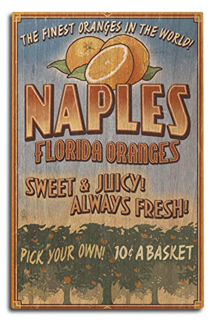 Lantern Press Naples Florida Orange Grove Vintage Sign -10x15 Wood Wall Sign Wall Decor Ready to Hang-