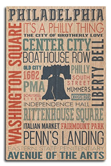 Lantern Press Philadelphia Pennsylvania Typography -10x15 Wood Wall Sign Wall Decor Ready to Hang- Lantern Press Philadelphia Pennsylvania Typography -10x15 Wood Wall Sign Wall Decor Ready to Hang-