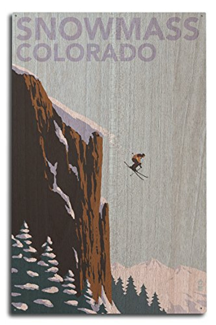 Lantern Press Snowmass Colorado Skier Jumping -10x15 Wood Wall Sign Wall Decor Ready to Hang- Lantern Press Snowmass Colorado Skier Jumping -10x15 Wood Wall Sign Wall Decor Ready to Hang-