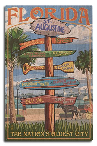 Lantern Press St. Augustine Florida Destinations Sign -10x15 Wood Wall Sign Wall Decor Ready to Hang-