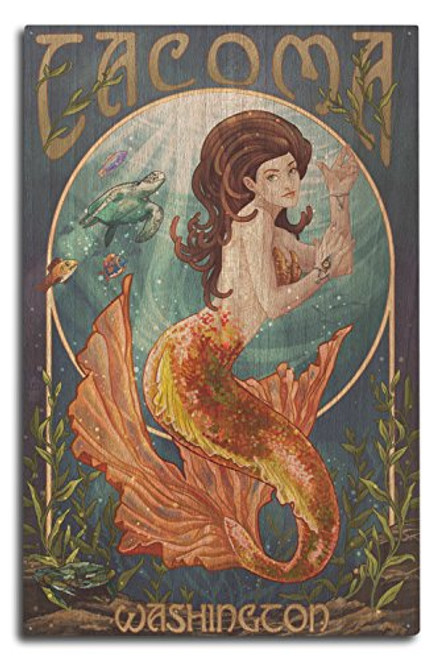 Lantern Press Tacoma Washington Mermaid -10x15 Wood Wall Sign Wall Decor Ready to Hang- Lantern Press Tacoma Washington Mermaid -10x15 Wood Wall Sign Wall Decor Ready to Hang-