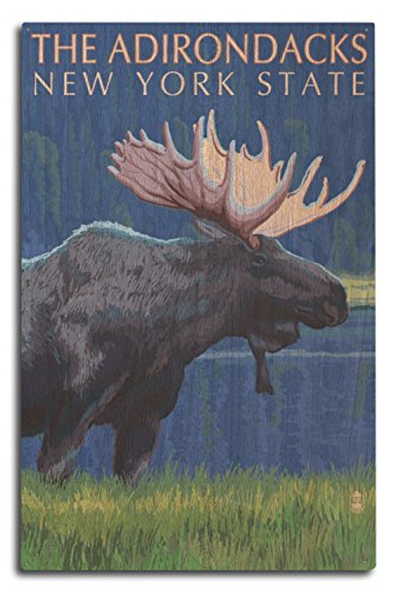 Lantern Press The Adirondacks New York Moose at Night -10x15 Wood Wall Sign Wall Decor Ready to Hang- Lantern Press The Adirondacks New York Moose at Night -10x15 Wood Wall Sign Wall Decor Ready to Hang-