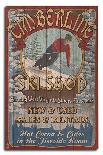 Lantern Press Timberline West Virginia Ski Shop Vintage Sign -10x15 Wood Wall Sign Wall Decor Ready to Hang-