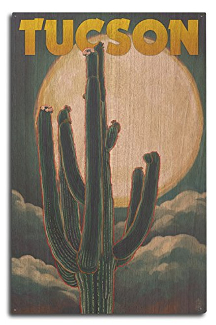 Lantern Press Tucson Arizona Cactus and Full Moon -10x15 Wood Wall Sign Wall Decor Ready to Hang- Lantern Press Tucson Arizona Cactus and Full Moon -10x15 Wood Wall Sign Wall Decor Ready to Hang-