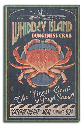 Lantern Press Whidbey Island Washington Dungeness Crab Vintage Sign -10x15 Wood Wall Sign Wall Decor Ready to Hang-