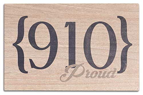 Lantern Press Wilmington North Carolina 910 Area Code -Blue- -10x15 Wood Wall Sign Wall Decor Ready to Hang-