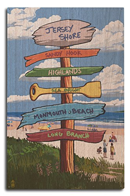 Lantern Press Jersey Shore Signpost Destinations -10x15 Wood Wall Sign Wall Decor Ready to Hang- Lantern Press Jersey Shore Signpost Destinations -10x15 Wood Wall Sign Wall Decor Ready to Hang-