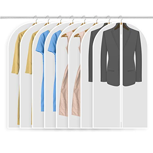 Rannymon Moth Proof Garment BagsGarment CoverClear Garment BagsHanging Garment Bag Dress Garment Bags for Storage Breathable Cover for Closet Clothes Storage-24'' x 48''-8 Pack