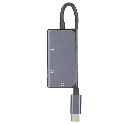 Zopsc-1 3 in 1 Type C Audio Adapter 60W 20V-3A Super Fast Charging Dual Type C Port  plus3.5mm Headphone Audio Aux Port USB C to Headphone Adapter for Dual Type C and 3.5mm Jack