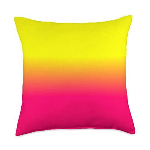 podartist Bright Pink and Yellow Ombré Shade Color Fade Throw Pillow 18x18 Multicolor