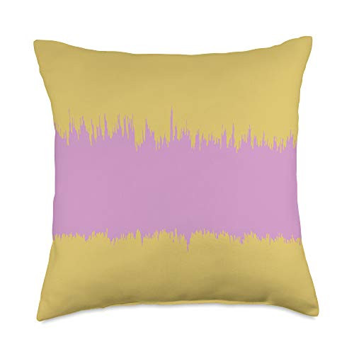 Grey  and  Gold Publishing Modern Stripe Pattern Yellow  and  Lavender Pink AEW468 Throw Pillow 18x18 Multicolor