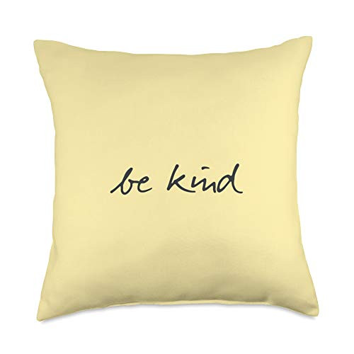838 Grips - INSPIRATIONAL VIBES Collection Plain Color Lemon Banana Pale Yellow - Be Kind Throw Pillow 18x18 Multicolor