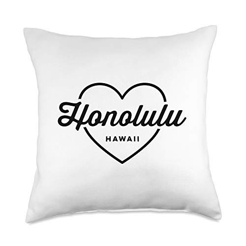 Vintage 70s USA City Lover Honolulu Hawaii Love Heart Retro Script Travel America Throw Pillow 18x18 Multicolor Vintage 70s USA City Lover Honolulu Hawaii Love Heart Retro Script Travel America Throw Pillow 18x18 Multicolor