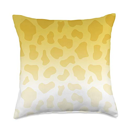 Grey  and  Gold Publishing Ombre Bright Yellow Orange Giraffe Print Animal AEW158 Throw Pillow 18x18 Multicolor