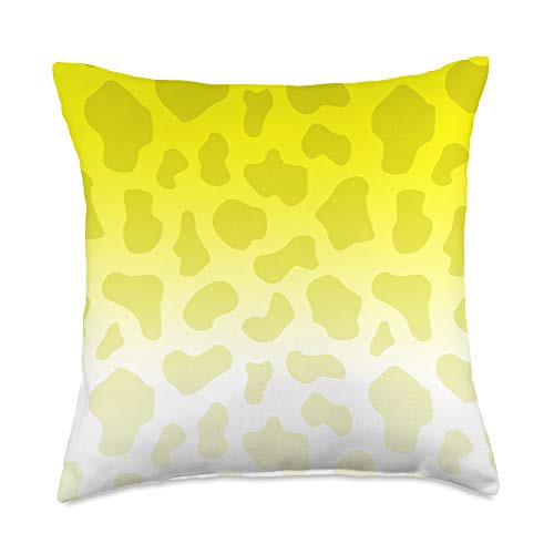 Grey  and  Gold Publishing Ombre Bright Lemon Yellow Giraffe Print Animal AEW054 Throw Pillow 18x18 Multicolor