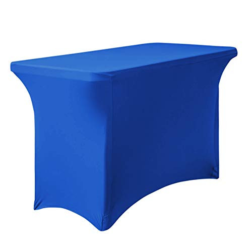 LinenTablecloth 4 ft. Rectangular Stretch Tablecloth Royal Blue