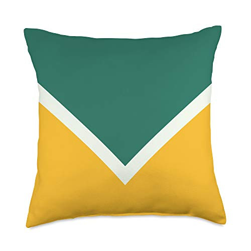 Classic Minimal Decorative Retro Pattern Design Green Yellow 70s Vintage Beach Summer Style Retro Design Throw Pillow 18x18 Multicolor