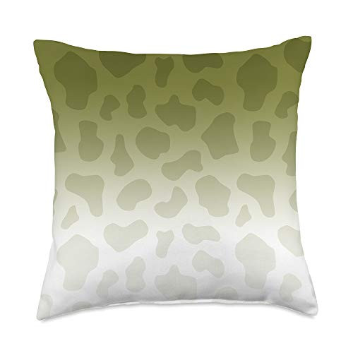 Grey  and  Gold Publishing Ombre Green Olive Yellow Giraffe Print Animal AEW034 Throw Pillow 18x18 Multicolor