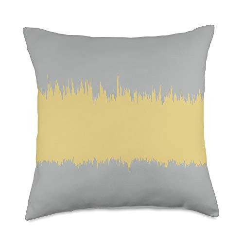 Grey  and  Gold Publishing Modern Stripe Pattern Pastel Beige Gray  and  Yellow AEW478 Throw Pillow 18x18 Multicolor