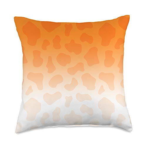 Grey  and  Gold Publishing Ombre Bright Orange Yellow Giraffe Print Animal AEW028 Throw Pillow 18x18 Multicolor