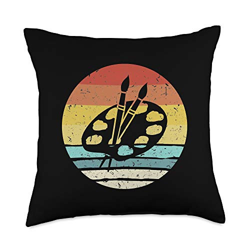 Distressed Paint Palette Shirt Artist Art Teacher Retro Vintage Paint Palette Costume Artist Art Teacher Throw Pillow 18x18 Multicolor