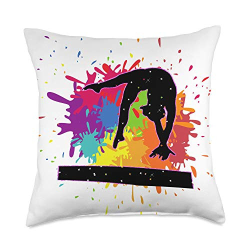 Glitter Leo's Gymnastics Paint Splatter Throw Pillow 18x18 Multicolor